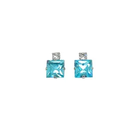 Small Swarovski Crystals Square Earrings With Silver Fittings