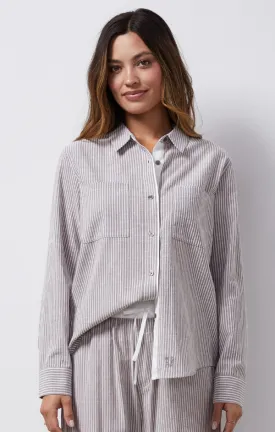 Striped Poplin Relaxed Shirt