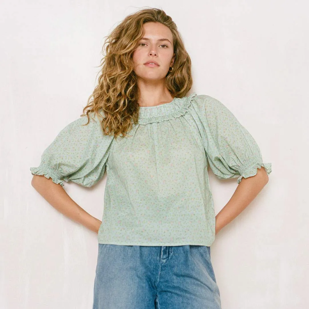 The Suraya Blouse | Ditsy Teal