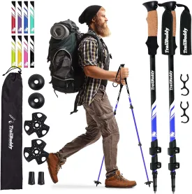 Trailbuddy Trekking Poles - Adjustable Hiking Poles for Snowshoe & Backpacking Gear - Set of 2 Collapsible Walking Sticks, Aluminum with Cork Grip