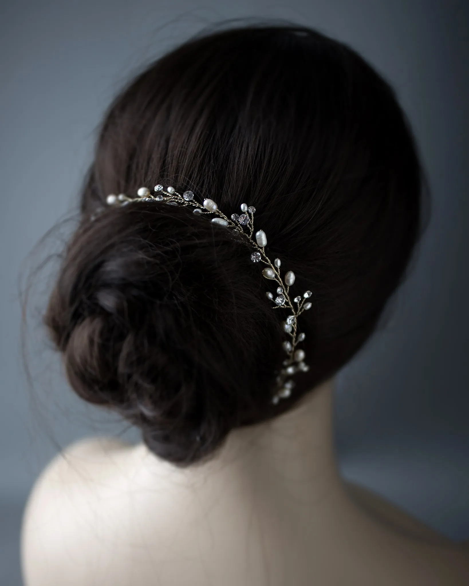 Wedding Hair Vine Headband of Freshwater Pearls and Rhinestones