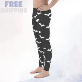 White Bats Mens Leggings for Halloween or Dance