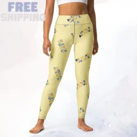 Yellow Inspirational Comfy High Waist Leggings